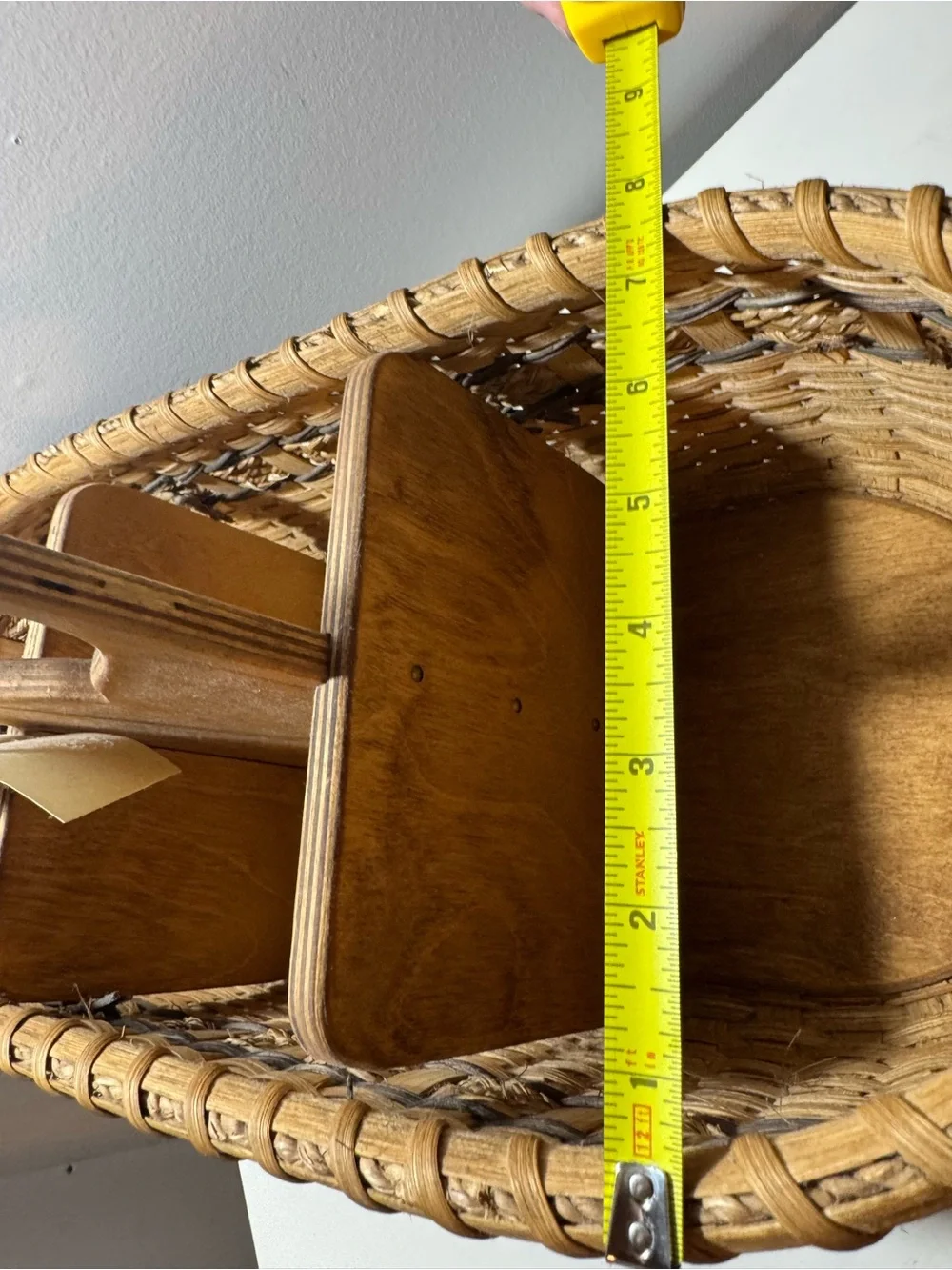 VTG Heart Handle Quilt Maker Caddy Basket w Wood Bottom -CottageCore/GrandmaCore